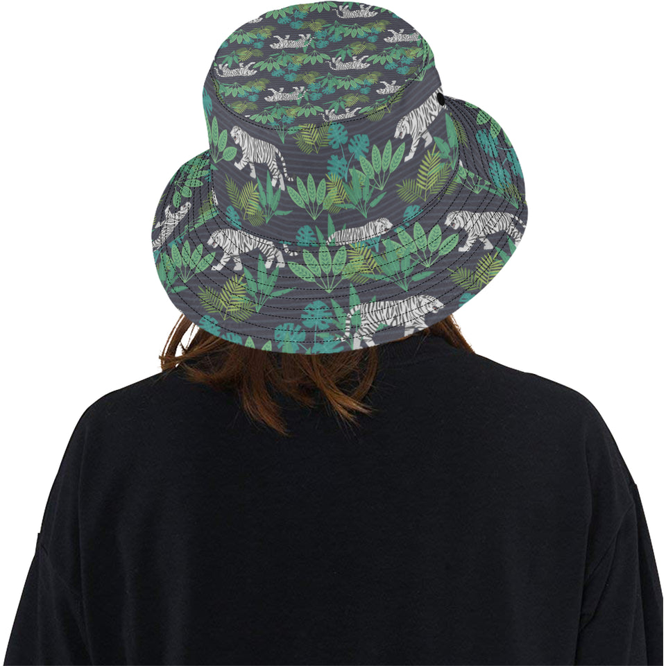white bengal tigers tropical plant Unisex Bucket Hat