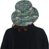 white bengal tigers tropical plant Unisex Bucket Hat
