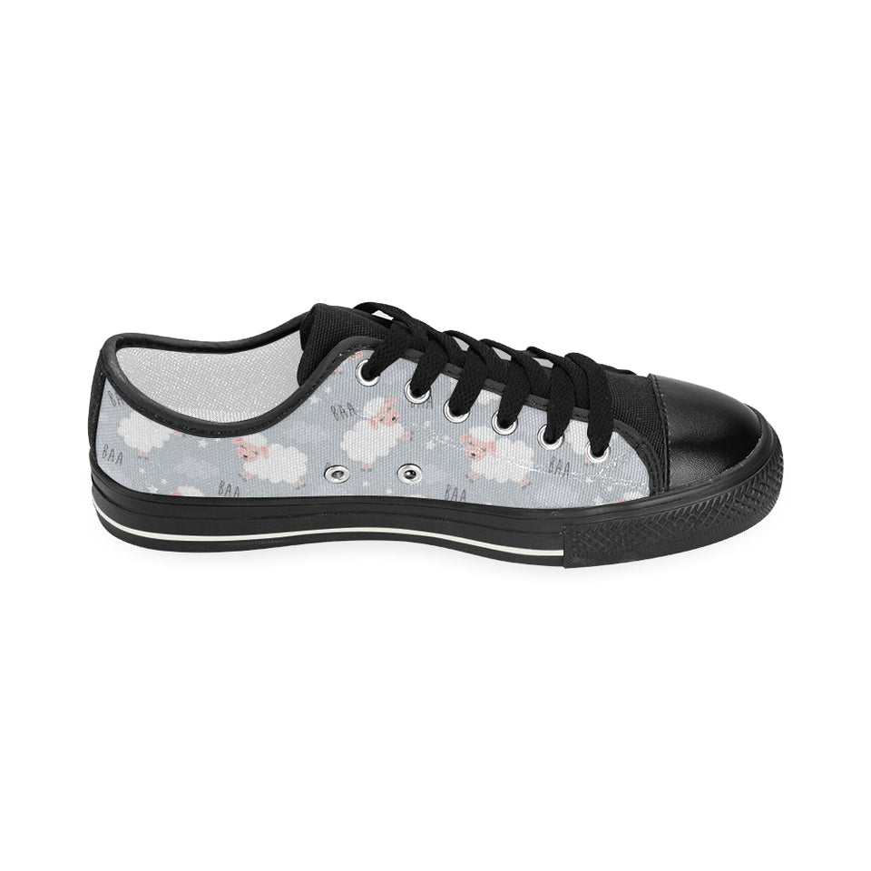 Sweet dreams sheep pattern Women's Low Top Canvas Shoes Black