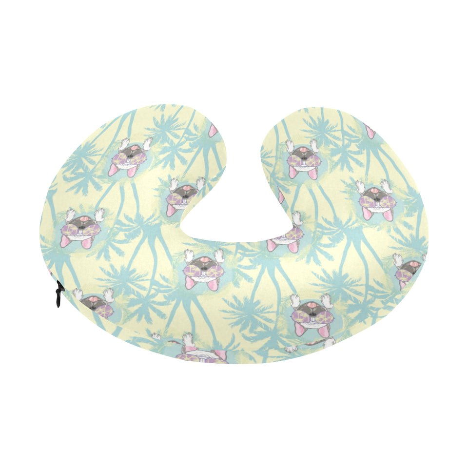 French bulldog hawaii blackground U-Shaped Travel Neck Pillow