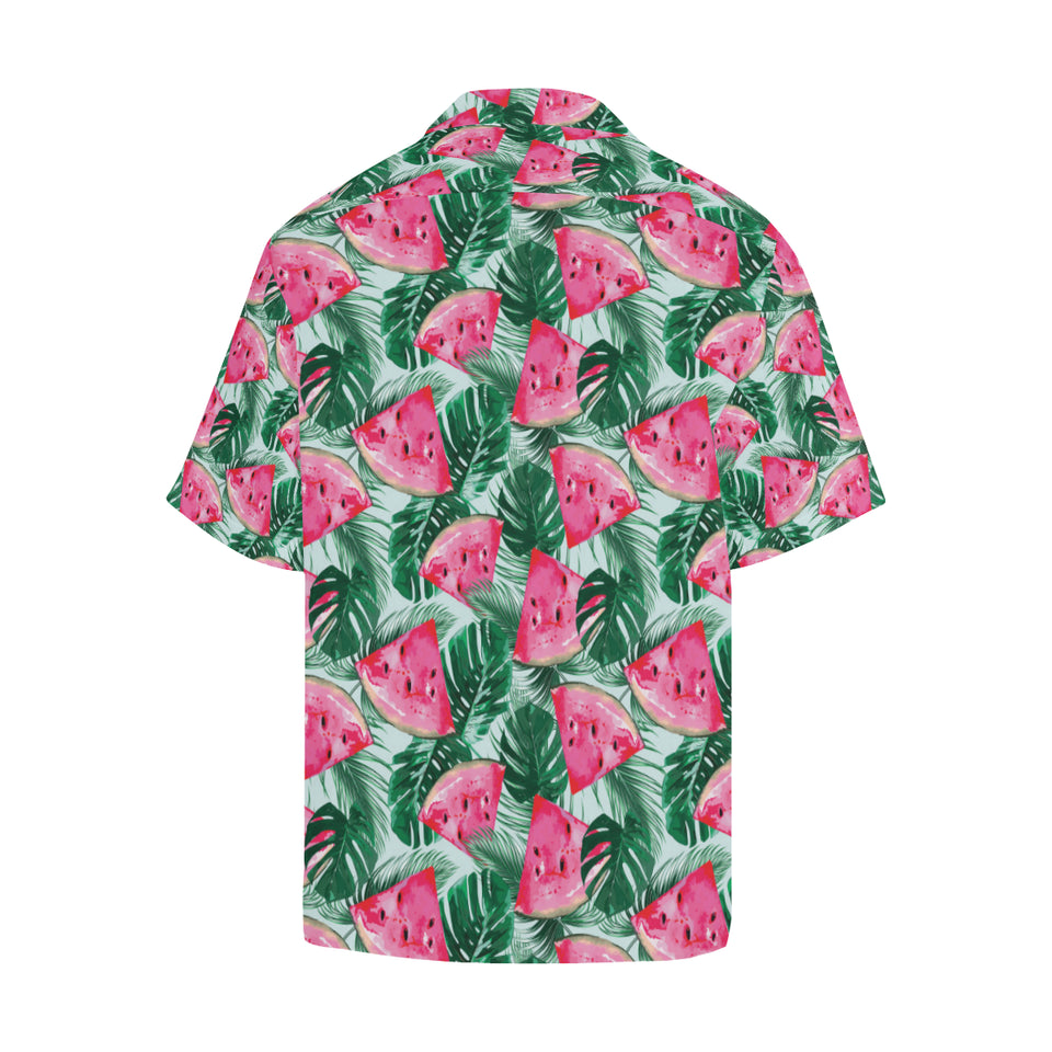 Watermelons tropical palm leaves pattern Men's All Over Print Hawaiian Shirt