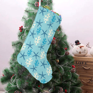 Blue starfish coral reef pattern Christmas Stocking