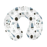 Hand drawn space elements space rocket star planet U-Shaped Travel Neck Pillow