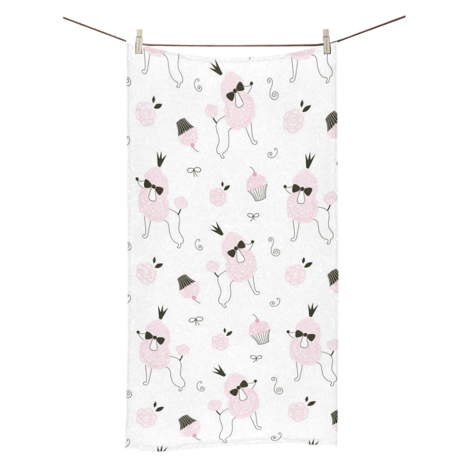 Poodle dog rose cake pattern Bath Towel