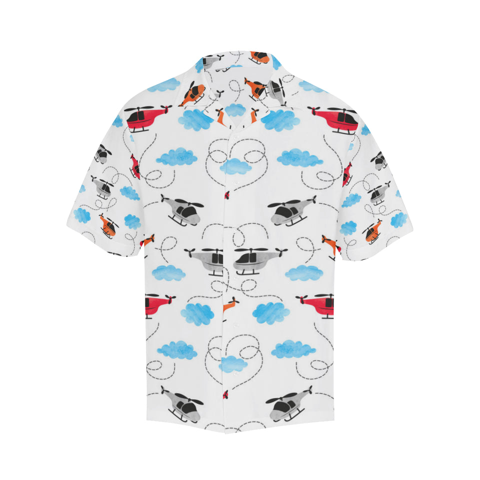 Watercolor helicopter cloud pattern Men's All Over Print Hawaiian Shirt