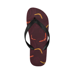 Boomerang Australian aboriginal ornament circle bl Unisex Flip Flops
