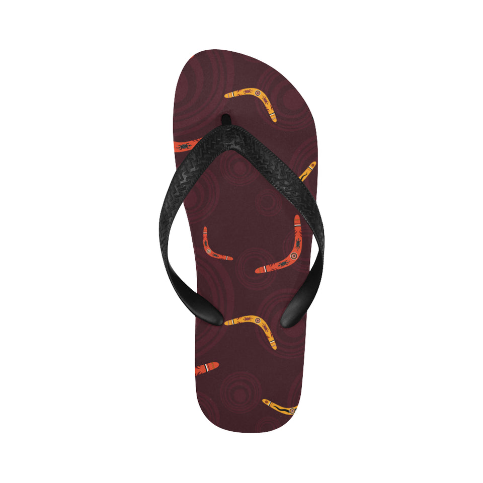 Boomerang Australian aboriginal ornament circle bl Unisex Flip Flops