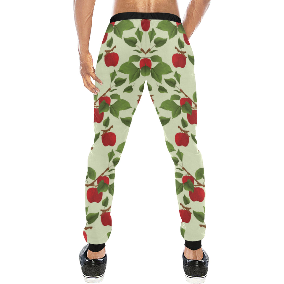 Red apples leaves pattern Unisex Casual Sweatpants