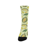 Durian leaves pattern background Crew Socks