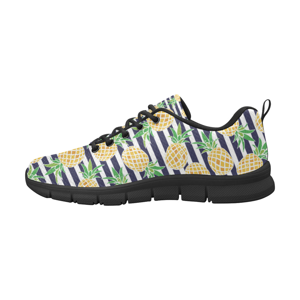 Pineapples pattern striped background Women's Sneaker Shoes