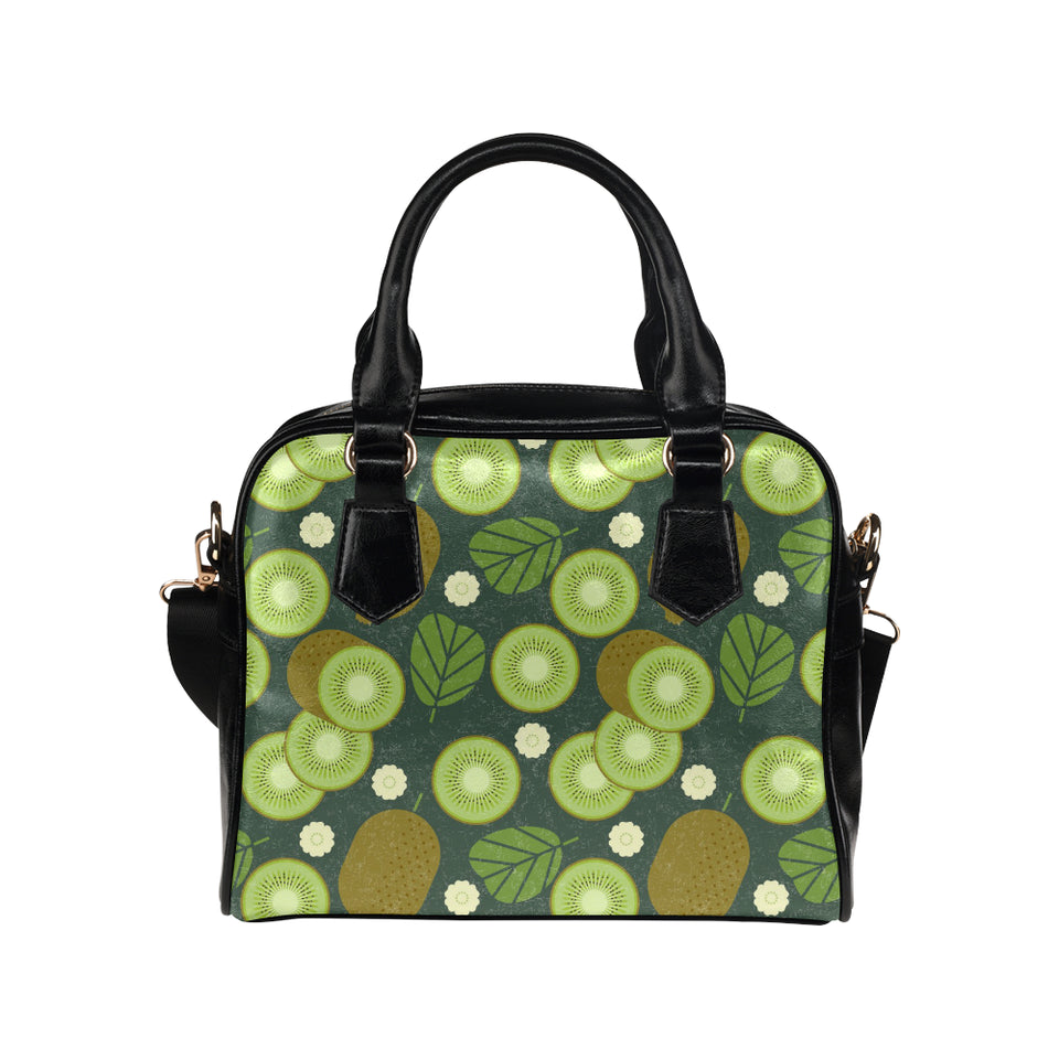 Whole sliced kiwi leave and flower Shoulder Handbag