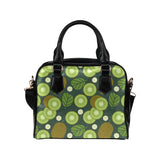 Whole sliced kiwi leave and flower Shoulder Handbag