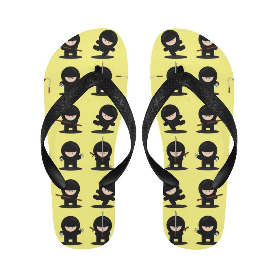 Cute ninja yellow background Unisex Flip Flops