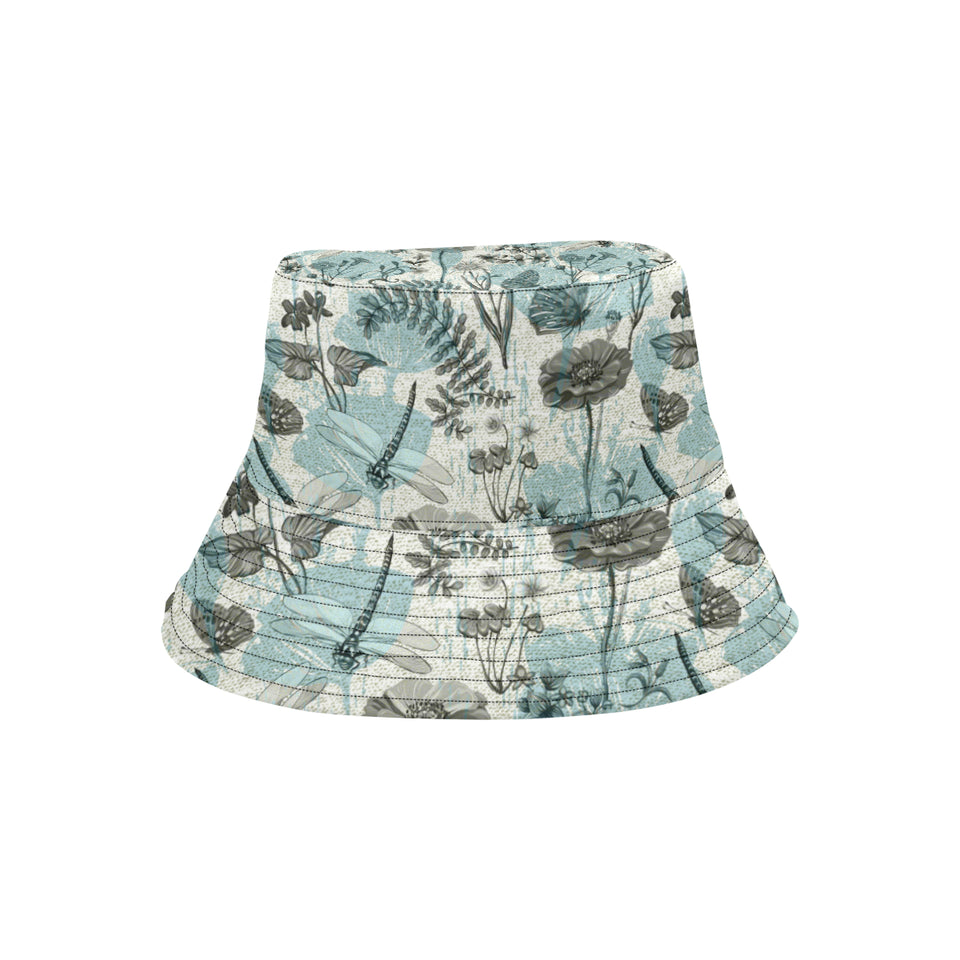 Dragonfly Butterfly Plants insect flower vintage s Unisex Bucket Hat