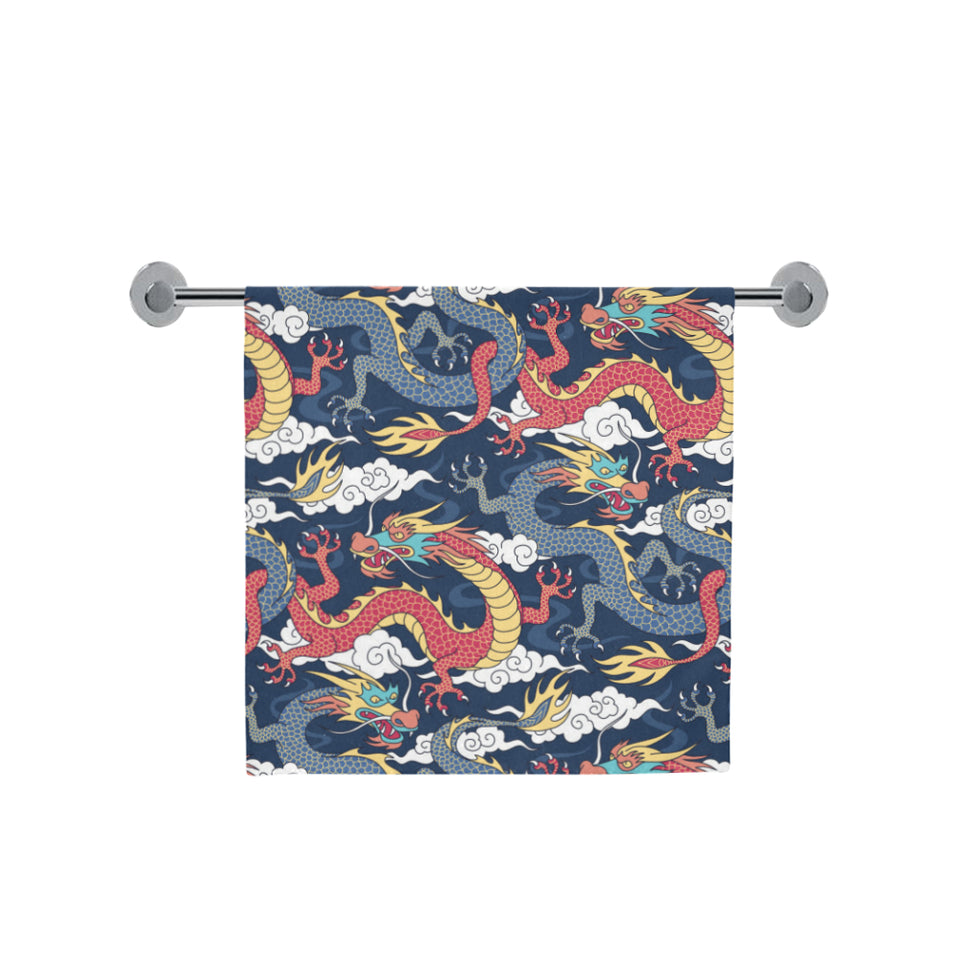 Blue red dragon cloud pattern Bath Towel