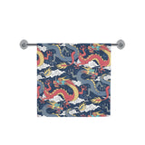 Blue red dragon cloud pattern Bath Towel