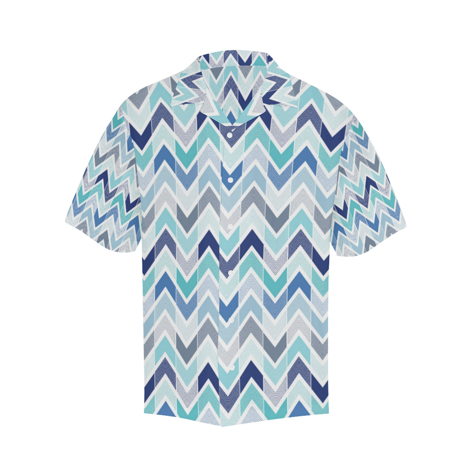 zigzag  chevron blue pattern Men's All Over Print Hawaiian Shirt