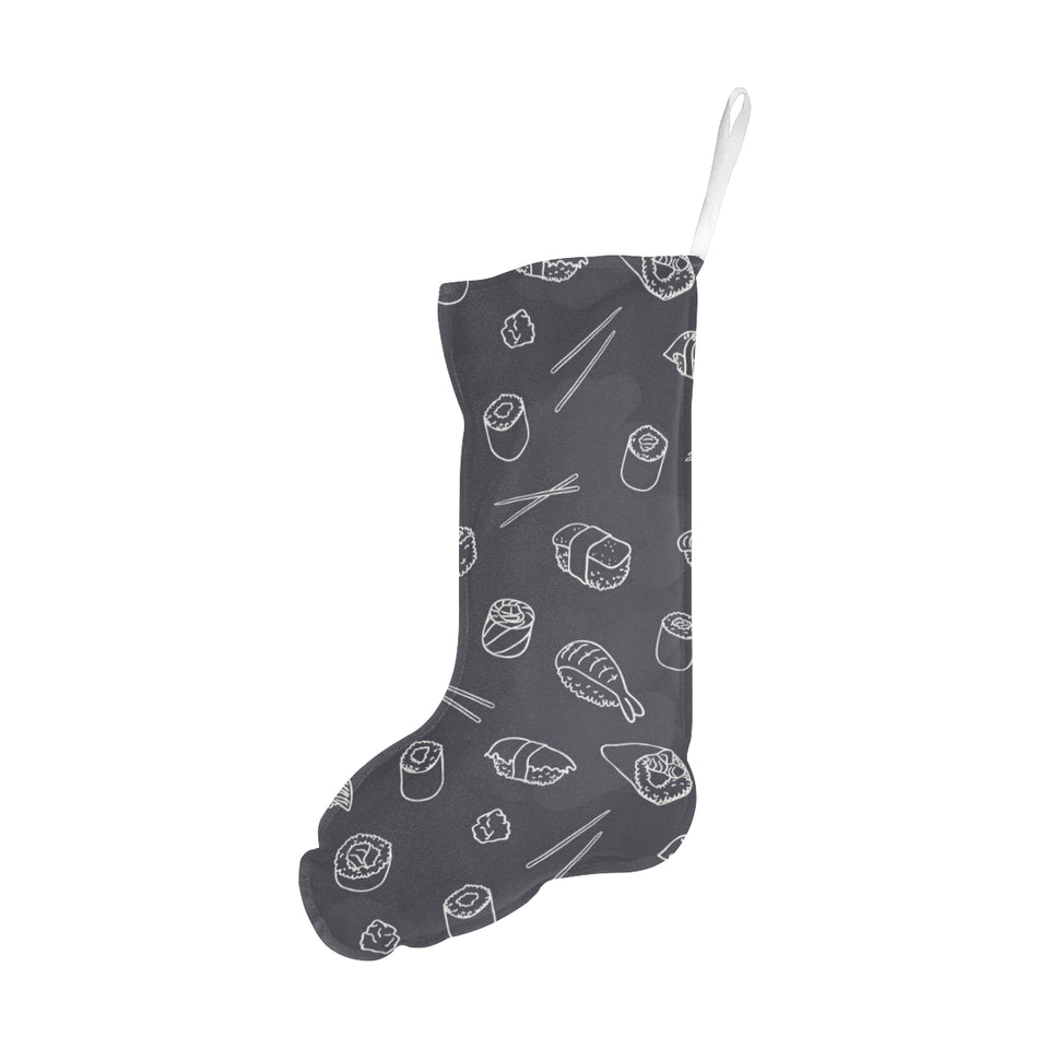 sushi pattern black background Christmas Stocking