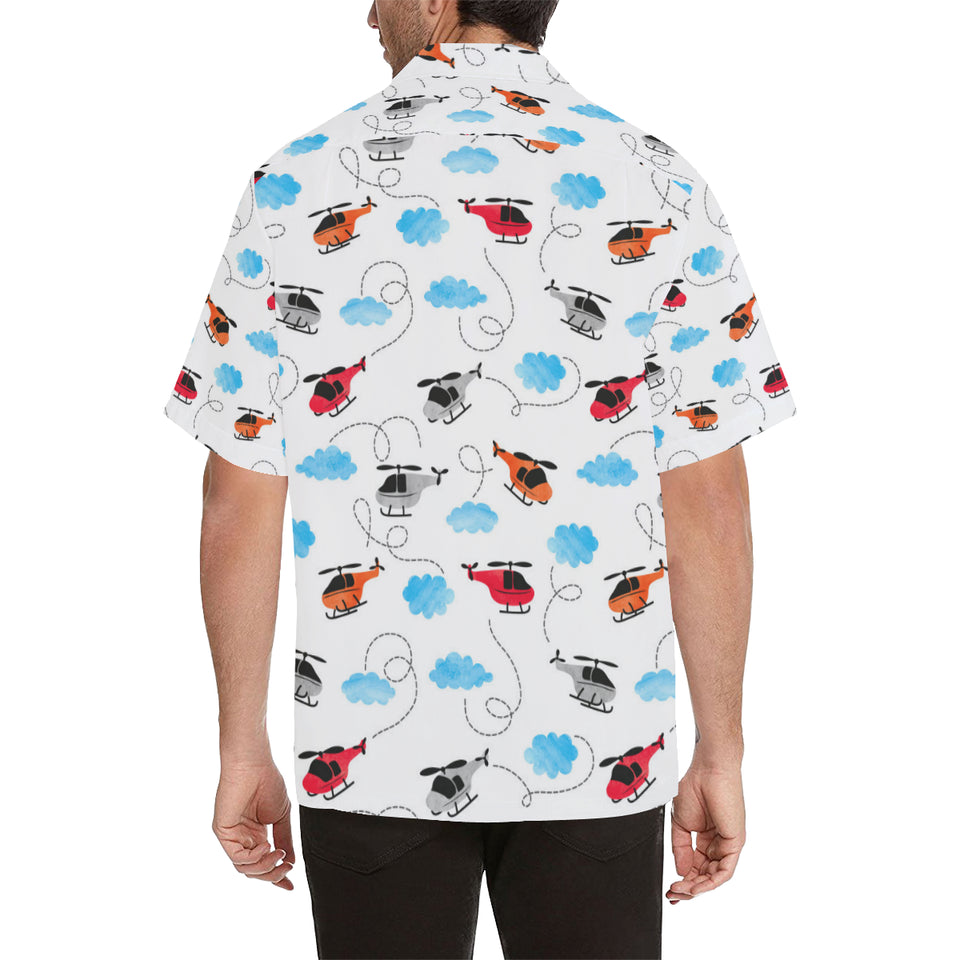 Watercolor helicopter cloud pattern Men's All Over Print Hawaiian Shirt