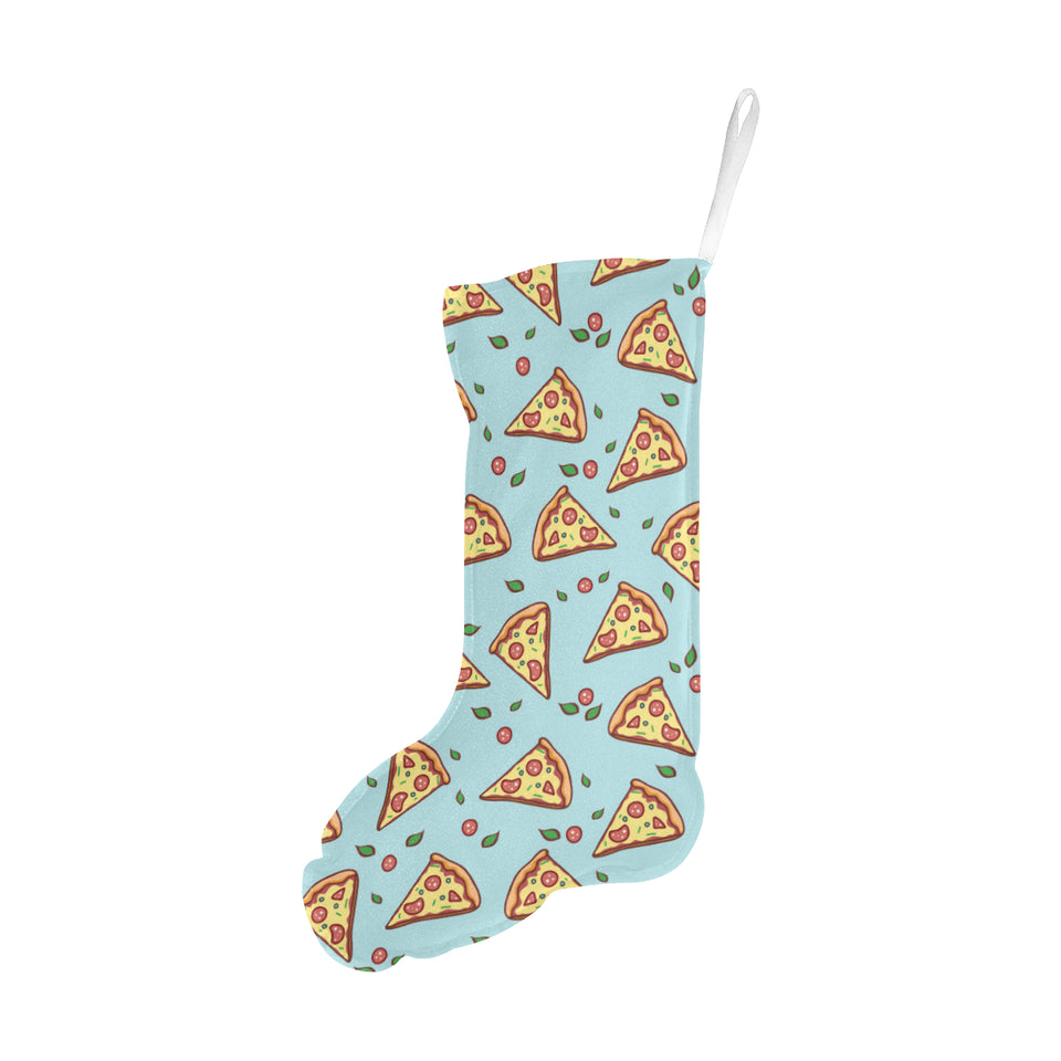 Hand drawn pizza blue background Christmas Stocking