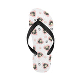 Cute pugs pink heart paw pattern Unisex Flip Flops