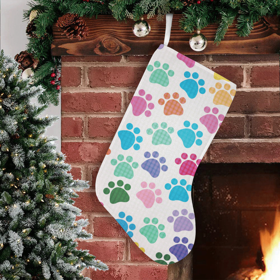 Dog Paws Pattern Print Design 01 Christmas Stocking