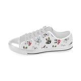 French bulldog cup paw pattern Men's Low Top Shoes White