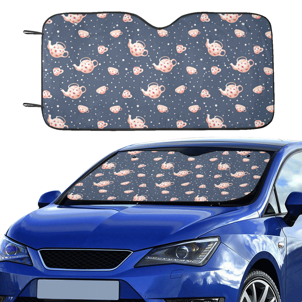 Tea pots Pattern Print Design 04 Car Sun Shade