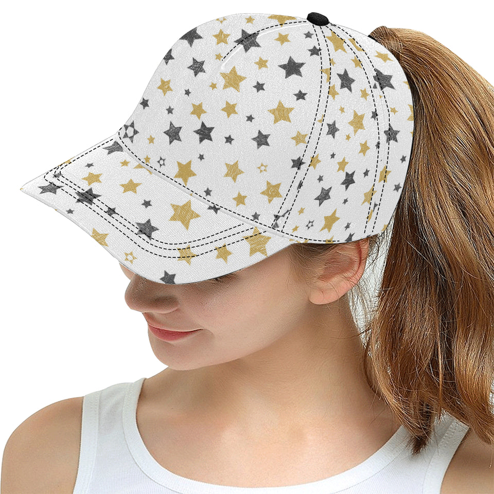 hand drawn gold black star pattern All Over Print Snapback Cap