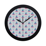 Sailboat anchor pattern Elegant Black Wall Clock
