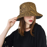 cacao beans tribal polynesian pattern background Unisex Bucket Hat