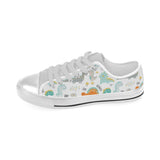Cute funny kids dinosaurs pattern Men's Low Top Canvas Shoes White