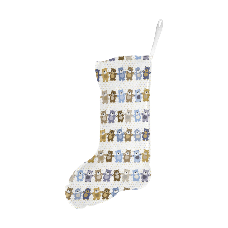 Teddy Bear Pattern Print Design 02 Christmas Stocking