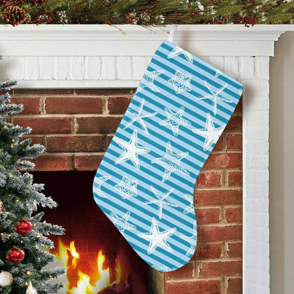 Starfish blue blackground Christmas Stocking