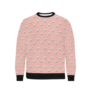 Cute hamster cheese pattern pink background Men's Crew Neck Sweatshirt