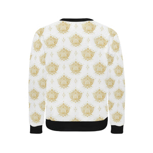 Gold Ornamental lotue waterlily symbol pattern Men's Crew Neck Sweatshirt