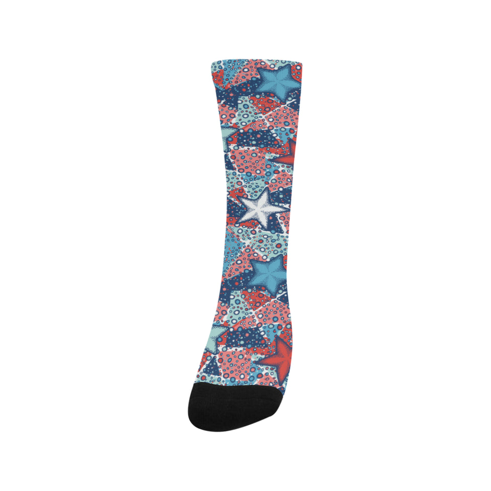 Hand drawn colorful starfish Crew Socks