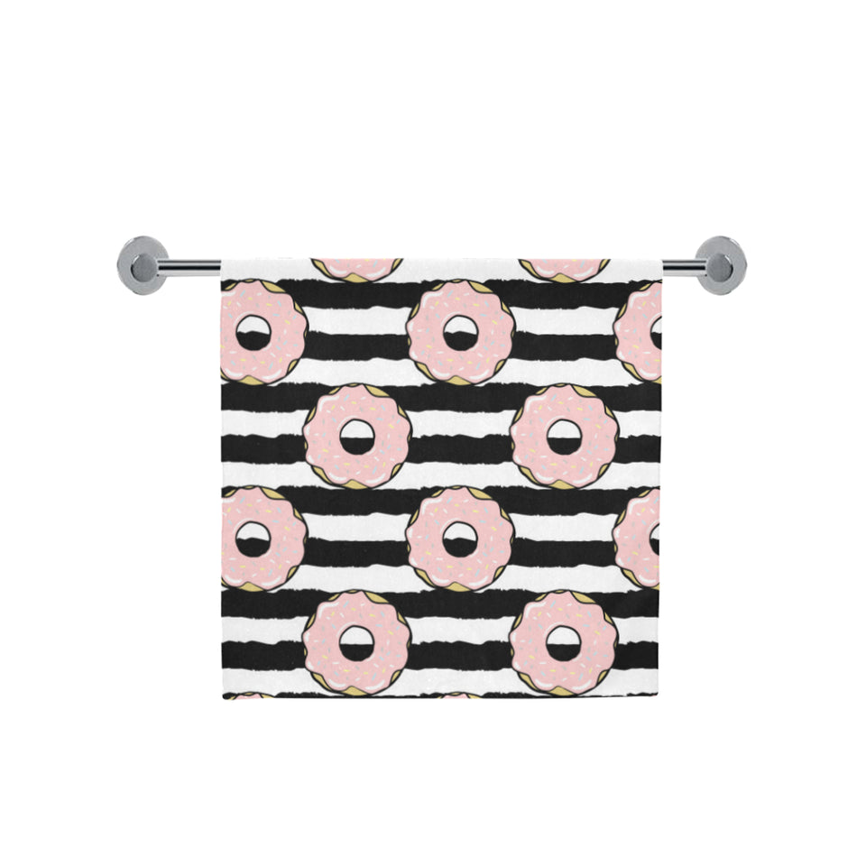 Donuts pink icing striped pattern Bath Towel