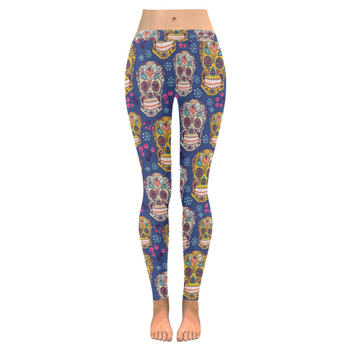 Sugar skull flower pattern Women's Legging Fulfilled In US