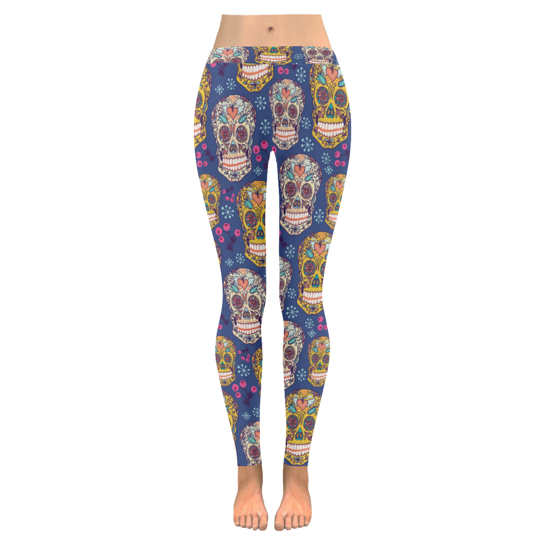 Sugar skull flower pattern Women's Legging Fulfilled In US