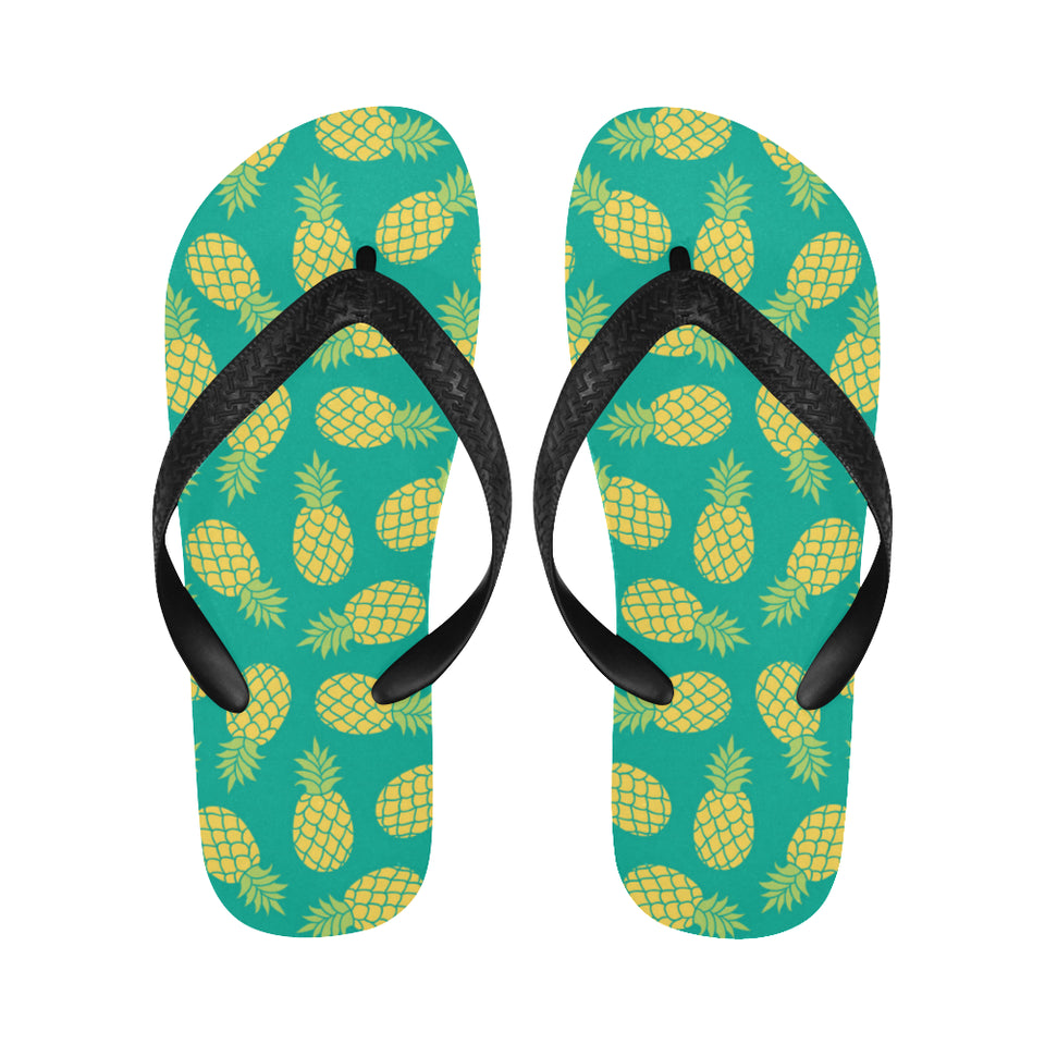 Pineapples pattern green background Unisex Flip Flops