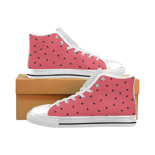 watermelon texture background Men's High Top Canvas Shoes White