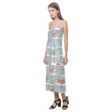 Beautiful deers Winter Christmas V-Neck Open Fork Long Dress