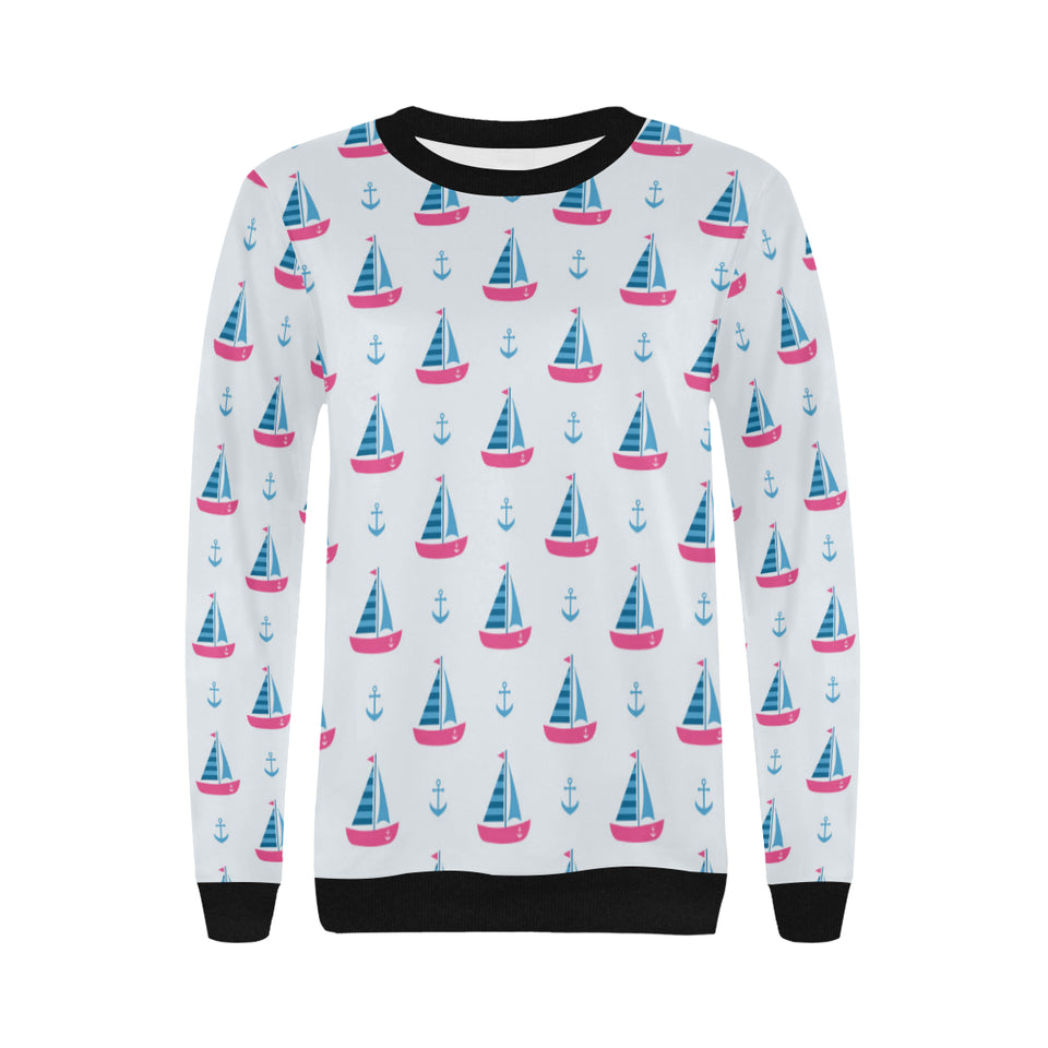 Sailboat anchor pattern Women's Crew Neck Sweatshirt