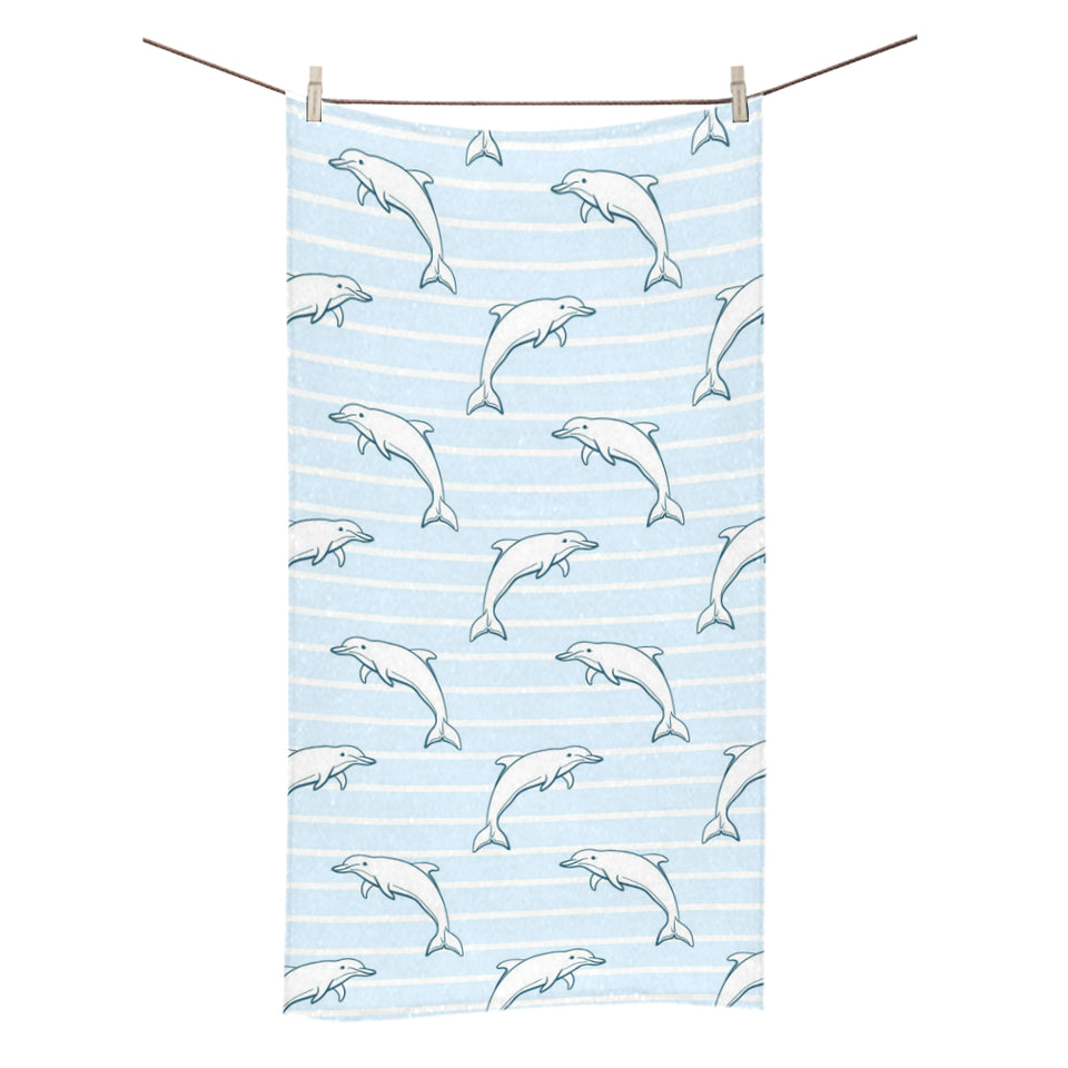 Dolphin blue striped background Bath Towel