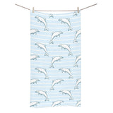 Dolphin blue striped background Bath Towel