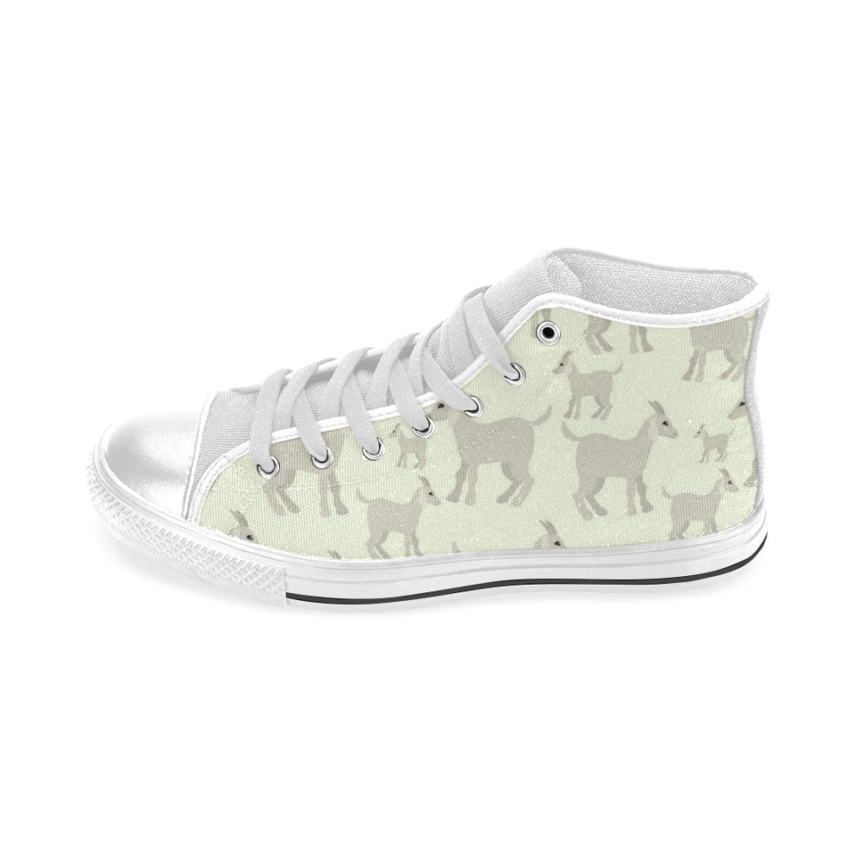 Little young goat pattern Men's High Top Canvas Shoes White