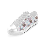 Cute pug hat rabbit costume pattern Men's Low Top Shoes White