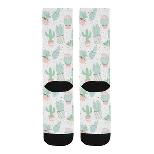 Pastel color cactus pattern Crew Socks