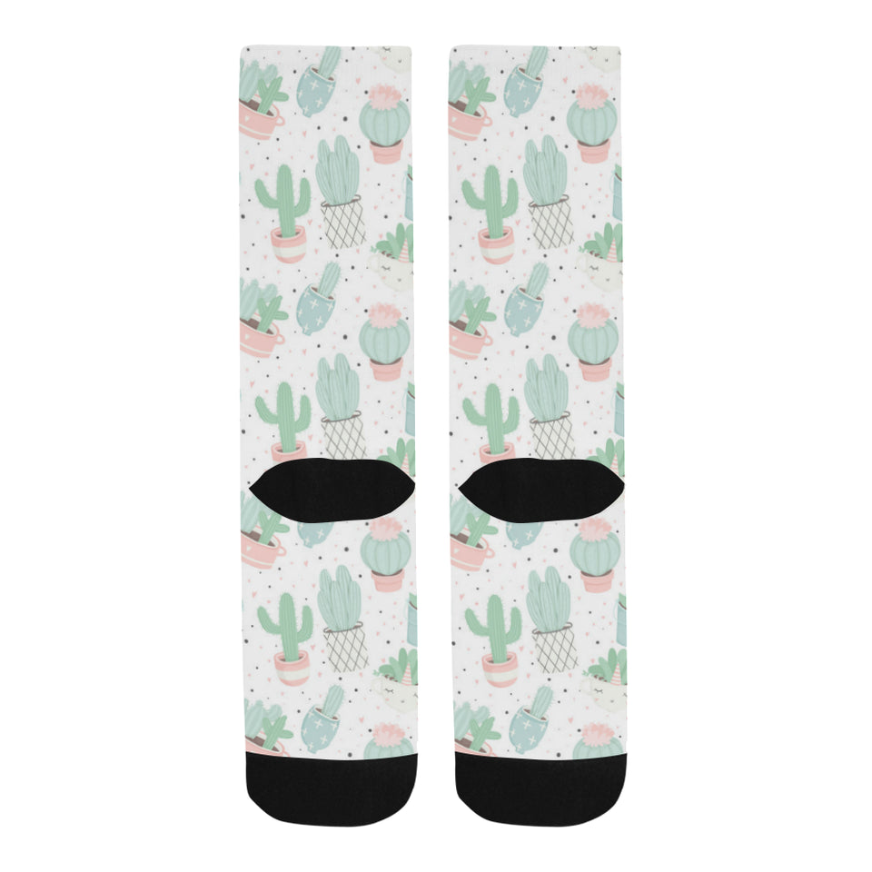 Pastel color cactus pattern Crew Socks